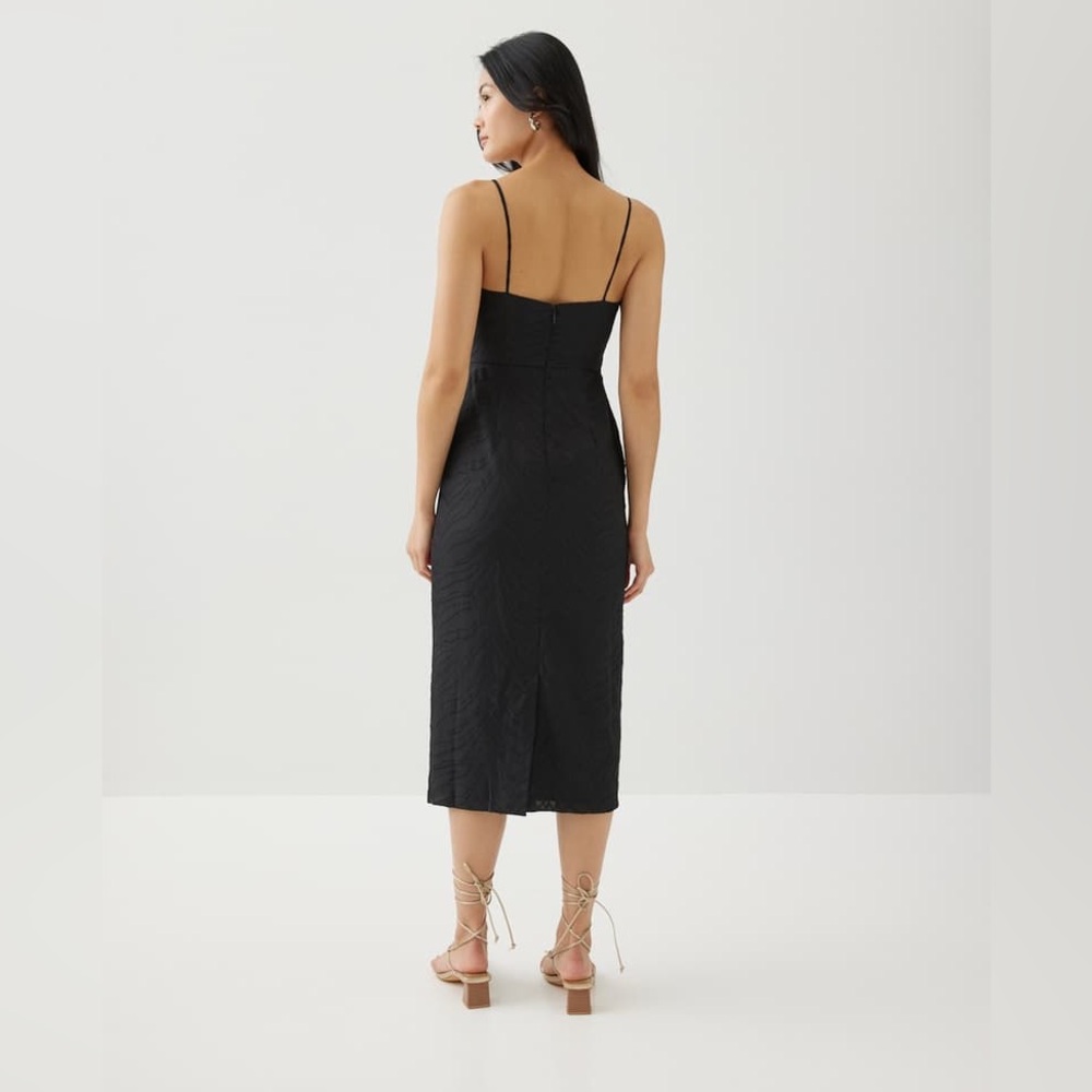 Spaghetti Strap Midi Dress with Front Cutout in Black - Picture 5 of 5